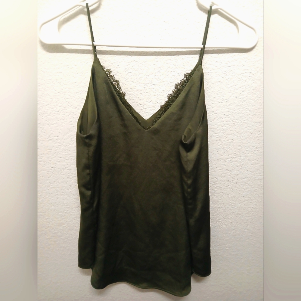 ☆ army green lace express cami tank top